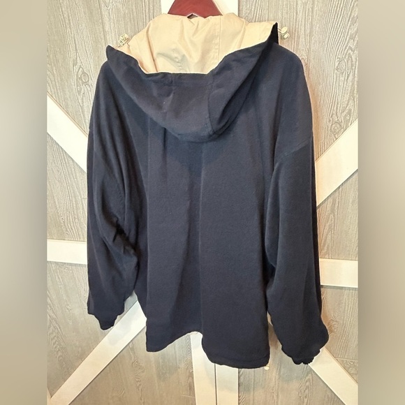 054. Alaskan Tongass Outdoor Outfitters Mens Navy/Cream Reversible Hooded Jacket - Picture 4 of 6